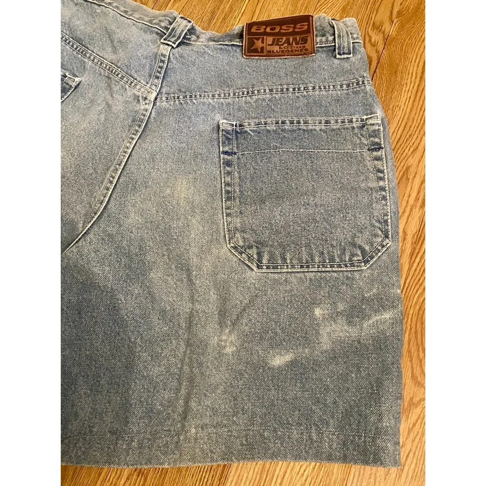 Boss Jean Shorts VTG Distressed Side Spell Outs‎ Men's Sz 38 Faded Look Y2K